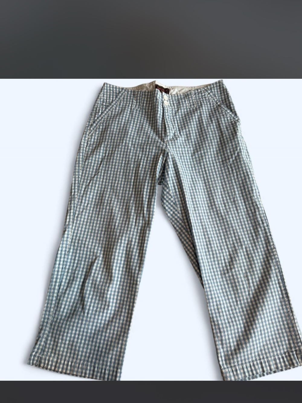 Duck Head Blue and Cream Gingham Button-Front Pants - Picture 2 of 5